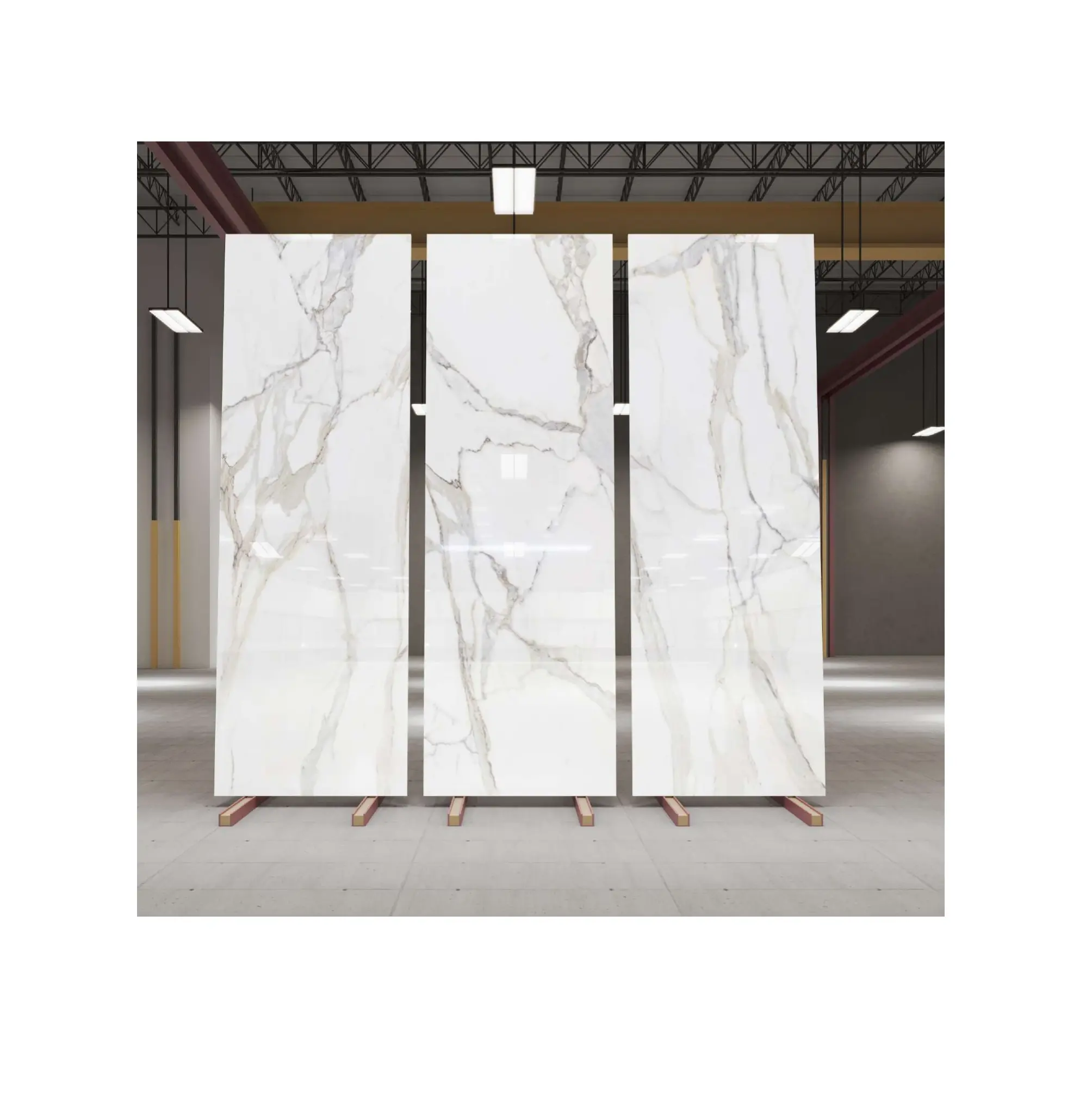 Luxurious Look Extra Glossy Finished 800 X 2400 15MM Yarra Calisto White Colour body Ceramic Floor Wall Tiles
