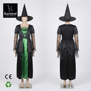 Costume da strega di Halloween per bambine, vestito con <span class=keywords><strong>ragnatela</strong></span>, cappello, maniche lunghe, abito cosplay verde e nero, abbigliamento per feste medievali e rinascimentali - Product Image 6
