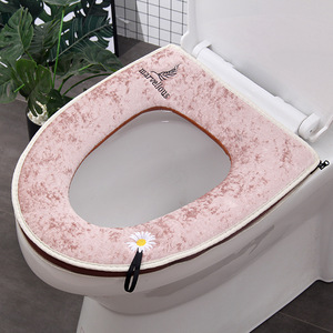 Coussin de siège de toilette en peluche épaissi avec fermeture éclair et <span class=keywords><strong>fixation</strong></span> auto-agrippante, lavable, multi-usage, portable - Product Image 4