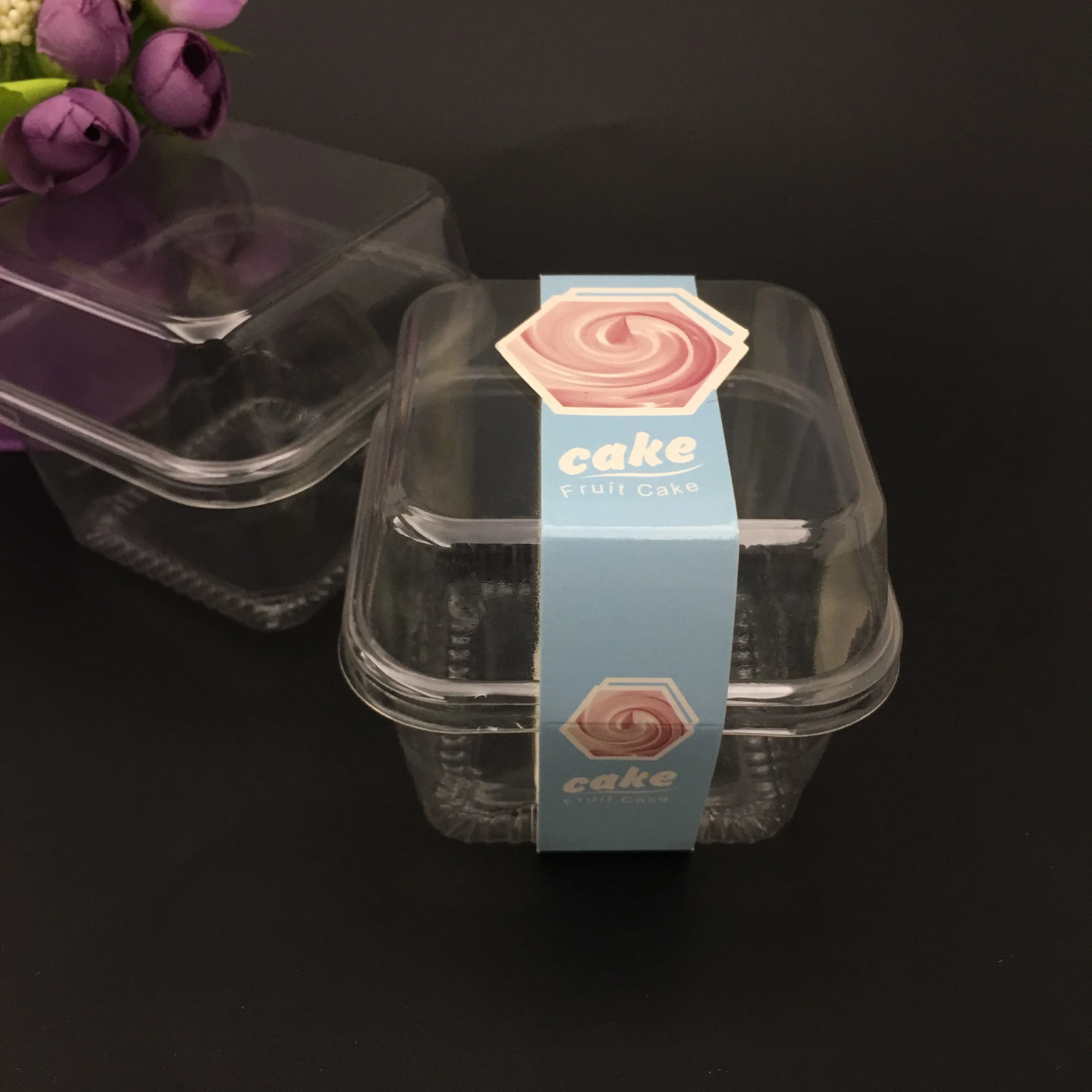 Wholesale Transparent Square Blister 250ml Cake Boxes Fruit Pudding Ice Cream Containers with Lids Dessert Boxes