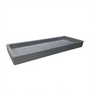 Plateau rectangulaire rustique en résine gris effet béton pour pot de plante, décoration de jardin style ferme minimaliste - Product Image 5