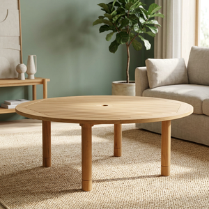 Table à manger ronde en bois massif, style scandinave, moderne, imperméable, écologique, durable avec un design stable - Product Image 2