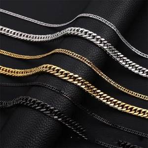 <span class=keywords><strong>Cadena</strong></span> <span class=keywords><strong>cubana</strong></span> <span class=keywords><strong>de</strong></span> acero inoxidable, doble <span class=keywords><strong>tejido</strong></span>, cuatro lados, pulido, hipoalergénico, joyería <span class=keywords><strong>de</strong></span> moda, collar, estilo, individuos conscientes - Product Image 5