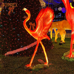 Toprex Décor Thème Parc Décoration Durable En Plein Air Animal Résine Artisanat Sculptures Grand Métal Rouge Flamants Statues - Product Image 3