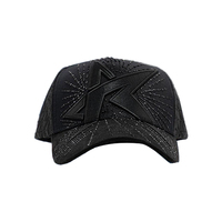Gorra de Béisbol Personalizada de 5 Paneles con Pedrería, Visera Curva, Bordado 3D y Visera de Gamuza