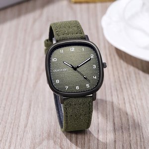 <span class=keywords><strong>Montre</strong></span> à quartz vintage à cadran carré, style sport, pour jeunes et étudiants, décontractée, bracelet en cuir, cadeau pour hommes et femmes - Product Image 1