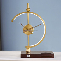 Lampe de chevet de luxe avec horloge à quartz et chargeur sans fil, décoration d'intérieur, lampe de table de chevet, charge sans fil pour téléphone portable