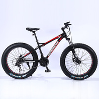 Bicicleta de Montaña Fatbike de 26 Pulgadas con Velocidad Variable, Amortiguación, Freno de Disco y Neumático Ancho para Playa y Nieve