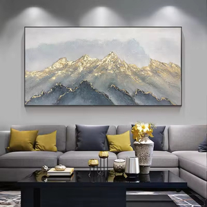 100% paisaje pintado a mano de alta calidad montaña dorada pintura Original pintura al óleo abstracta decoración del hogar pintura - Product Image 1