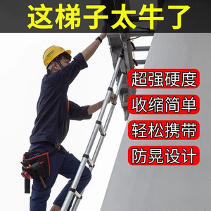 Deng <b>Yue</b> Telescopic Straight Ladder With Hooks 10-12 Steps Engineering Grade For Home And Outdoor Use - Product Image 3