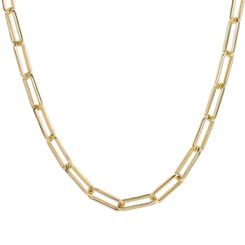 MICCI — collier en plaqué or 18K pour femme, collier en acier inoxydable avec des clips de papier, chaîne à maillons,