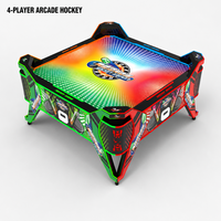 Mesa de Hockey de Aire Electrónica para 4 Jugadores con Puntuación Electrónica, Efectos LED, Máquina de Juegos Arcade para Bares, Clubes y Parques de Diversiones, 1 Año de Garantía