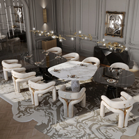 Table à manger modulaire en marbre noir élégante et luxueuse, artisanale, polyvalente pour l'intérieur et l'extérieur, pour la maison, la villa, l'hôtel, l'appartement