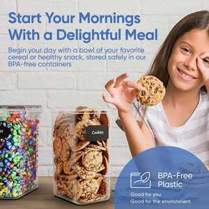 24Pcs PP Rectangle Bpa-Free Airtight Stackable <b>Plastic</b> Kitchen Organizer Cereal 42pack Dry Food Storage Bin <b>Box</b> Container - Product Image 5