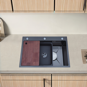 Fregadero de Cocina Hecho a Mano de Acero Inoxidable 304 con Relieve de Panal Negro y Desagüe Grande de 140 mm - Product Image 1