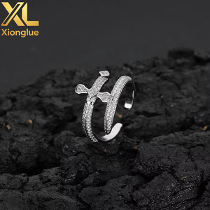 Factory Wholesale Price Fashion Cubic Zirconia Jewelry <b>Adjustable</b> Open <b>Size</b> Sword Design Gold Plated <b>Ring</b> for Men - Product Image 2
