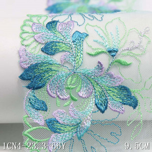 Adorno de encaje bordado de flores multicolor, materiales para accesorios de vestido, recorte de encaje Borde 10cm, disponible en fábrica - Product Image 4