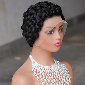 Các Hot Bán Chioma Tóc Giả 13X4 Hd Trong Suốt Ren Phía Trước <span class=keywords><strong>Pixie</strong></span> Xoăn Tóc Giả Tự Nhiên Màu Đen 100% Nguyên Liệu Tóc Giả Tóc Con Người Cho Người Da Đen - Product Image 4