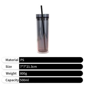 New 500Ml Transparent Straight-Sided Wholesale in Stock Lemon Cold Water Cup for Office - Product Image 3