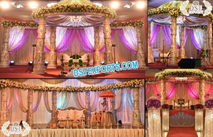 Exclusive Wedding Wooden Look FRP Mandap Traditional Hindu Wedding Fiber Mandap Fiji Royal Wedding <b>Square</b> FRP Mandap <b>Set</b> Canada - Product Image 5