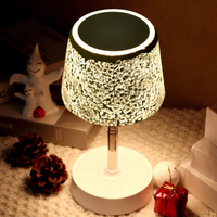 Lampe de nuit rétractable de luxe abordable avec contrôle tactile BSCI FAMA, abat-jour en mosaïque argentée, LED décorative pour chevet, cadeau
