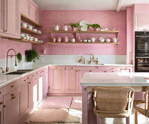 Gabinetes de Cocina Modulares Rosados Personalizados, Gabinete Colgante de China, Isla de Cocina para Apartamentos y Villas - Product Image 1