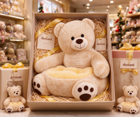 Canapé en peluche doux en forme d'ours pour chambre d'enfant, coussin de siège rembourré, cadeau personnalisé