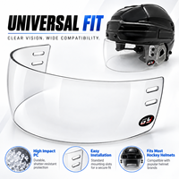 Visière transparente pour casque de hockey sur glace, anti-buée, anti-rayures, protection faciale en PC haute résistance aux chocs