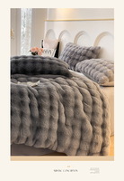 Ensemble de draps de lit de luxe en fausse fourrure de lapin à grosses bulles 4 pièces ensemble de housse de couette couette couvre-lit épais drap plat ensemble de literie pour l'hiver