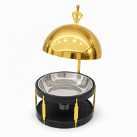 Calentador de Comida Tipo Buffet de Lujo, 8.0L, Dorado, con Cúpula, para Hotel, Restaurante, Banquete, Boda, Catering, Servicio de Fiestas