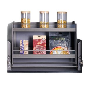 <b>Wall</b> Mounted Pull Down <b>Storage</b> <b>Basket</b> Double Layer Aluminum Alloy Tempered Glass Cabinet Organizer for Kitchen <b>Storage</b> - Product Image 2