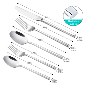 Ensemble de couverts en acier inoxydable forgé à manche hexagonal poli miroir, 5 pièces, pour mariage, vente en gros - Product Image 5