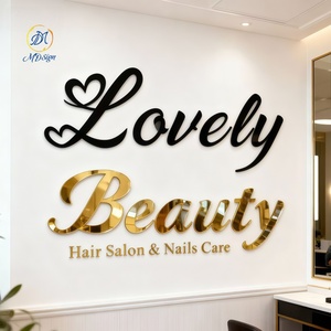 Enseigne commerciale d'intérieur, décoration de hall d'accueil d'entreprise, bureau, logo mural en acrylique doré, lettre en acrylique 3D pour salon de coiffure - Product Image 6