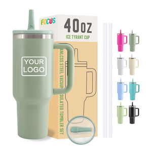 Tazza da viaggio personalizzata da 40 once bottiglie d'acqua sottovuoto con cannuccia ribaltabile a prova di perdite BPA FREE caffè verde con manico tazze regalo - Product Image 1