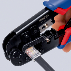 Alicates crimpadores de cables Knipex 97 51 10, mango de agarre suave de acero de grado industrial para cables de calibre 23 Awg - Product Image 1