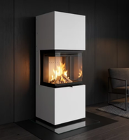 Cheminée d'intérieur à bois éco-responsable en acier massif à taille réglable, cheminée linéaire à ventilation directe