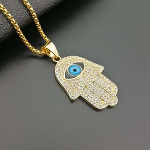 Collar con Colgante de Mano de Fátima de Yunnique, Acero Inoxidable con Incrustaciones de Ojo Azul, Joyería Unisex para Regalo - Product Image 2