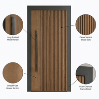 Porte intérieure moderne à lattes verticales en bois, anti-effraction, pour chambre de villa, sur mesure, battante, finition lisse, sans cadre, design résidentiel