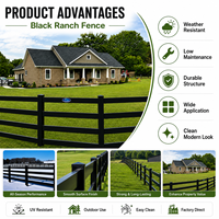 Clôture de corral pour chevaux en PVC noir à 4 rails, durable, écologique, résistante à la décomposition et facile à assembler, pour ranch, cour et enclos agricole