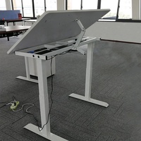 Table de travail inclinable électrique ergonomique à trois moteurs avec cadre en fer robuste, idéale pour le travail assis-debout