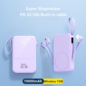 2025แบตเตอรี่สำรองแม่เหล็กบางขนาด10000มิลลิแอมป์ต่อชั่วโมงชาร์จเร็ว PD 22.5วัตต์พร้อมสายเคเบิล <span class=keywords><strong>powerbank</strong></span> ไร้สาย15วัตต์สำหรับ <span class=keywords><strong>iPhone</strong></span> 15 <span class=keywords><strong>14</strong></span> 13 12 - Product Image 3