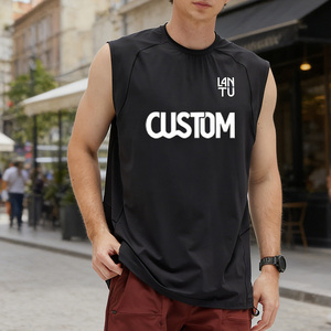 Camiseta sin mangas con cuello redondo para hombre, 74% nailon, 26% elastano, de secado rápido, chaleco deportivo refrescante para senderismo, correr y hacer ejercicio - Product Image 1