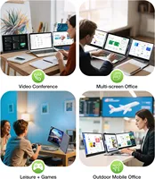 Écran d'extension triple ultra-fin S8Ultra 14 pouces IPS 1080p avec protection oculaire HDR pour ordinateurs portables 13-17 pouces – Série Business & Bureau