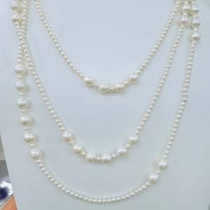 Collar de Perlas de Agua Dulce de 3-4 mm con Cuentas Casi Circulares de 6.5-7 mm, Cadena de 160 cm, Estilo Suave y Elegante - Product Image 4