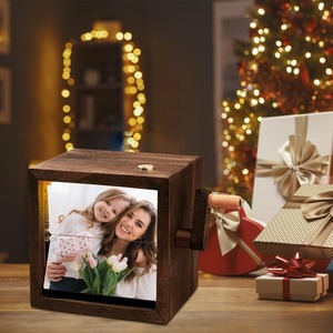 Album Custom Hand-crank Flipbook Box Album with Light Personalized Flip <b>Book</b> Photo Frame Custom Hand-cranked Wooden Animation - Product Image 3