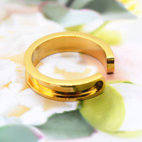 Vintage Vergoldeter Titanstahlring mit Modischem Geometrischem Design und Personalisiertem Offenen Ring Geeignet für Männer und Frauen