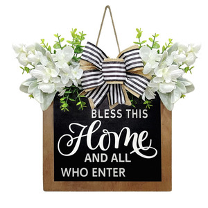 High Standard Home Ornament Round Flower Sign Hanging Decoration Welcome Door Sign Wood Wall Decor