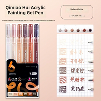 Ensemble de stylos gel en plastique à encre blanche, pointe fine 1,0 mm, marqueurs d'art pour le dessin sur papier noir, accessoires, 6 couleurs acryliques