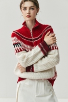Pull 100% cachemire, col haut pour femme, demi-fermeture éclair, pull en tricot épais, veste pull ample