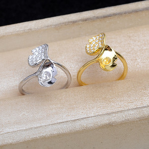 Accesorios de Plata 925 para DIY, Anillo Cruzado con Hoja de Loto, con 5-6 Aberturas Ajustables, Colgante de 8mm, JG5887 - Product Image 3